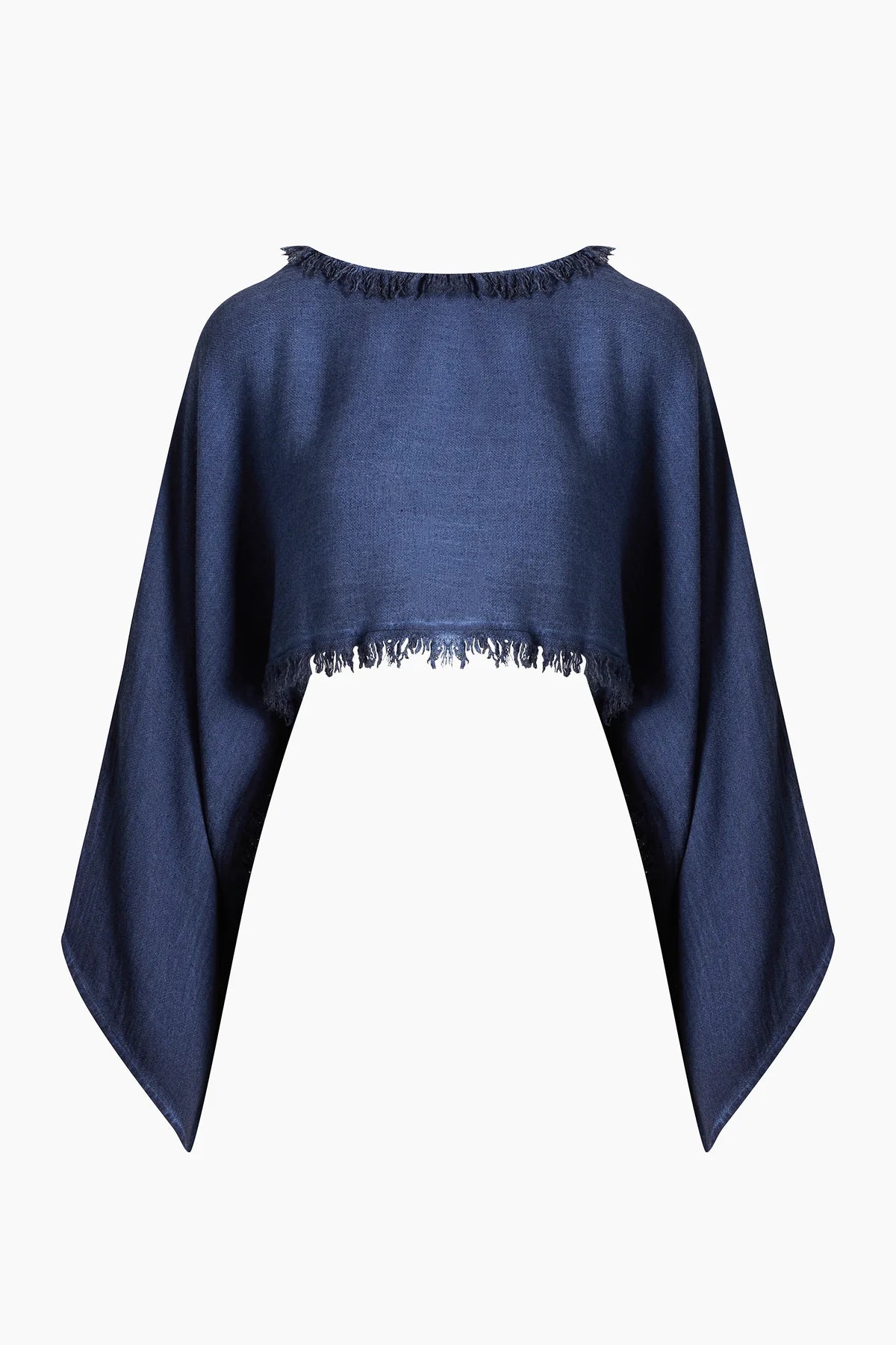 Linen Navy Crop Blouse
