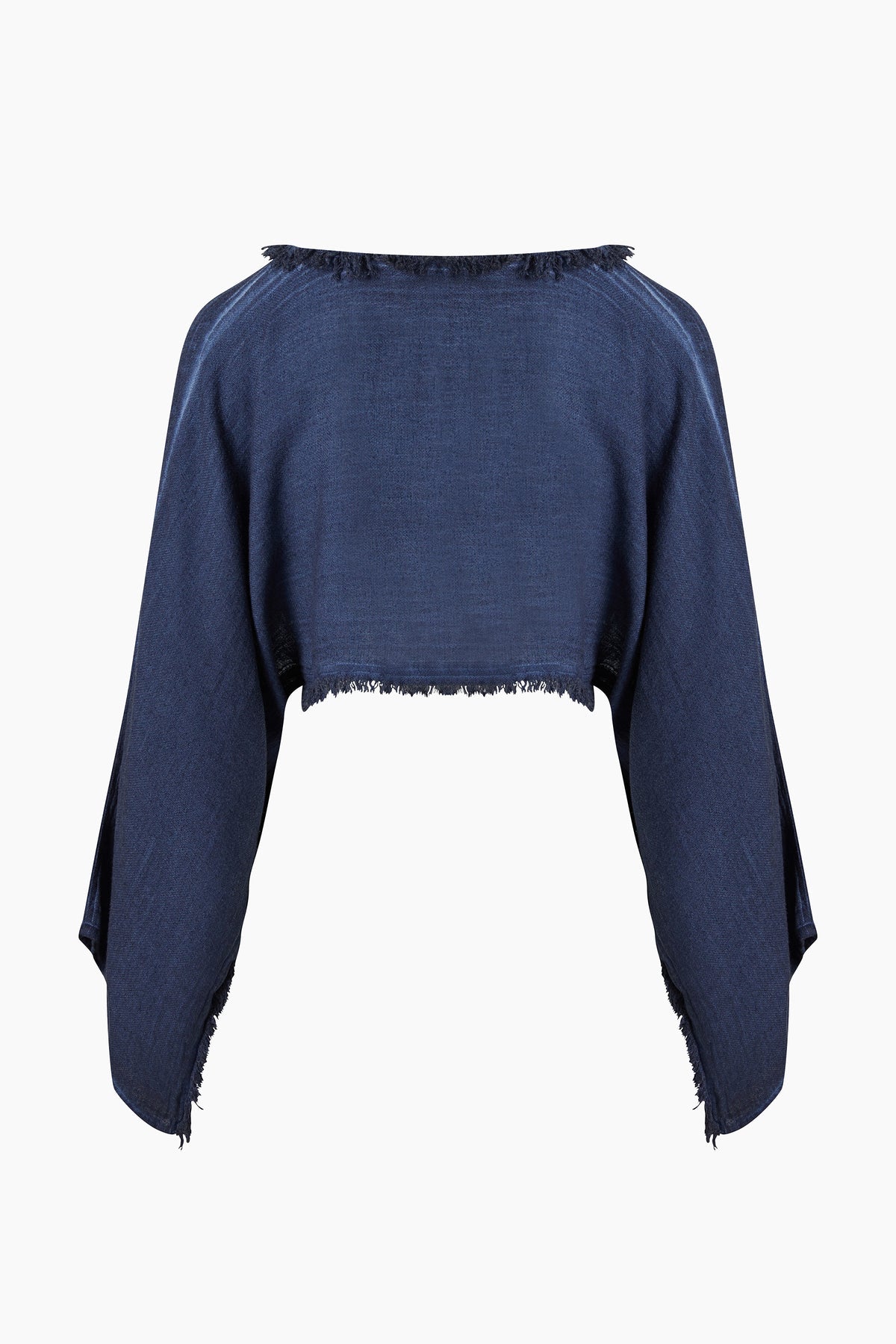 Linen Navy Crop Blouse