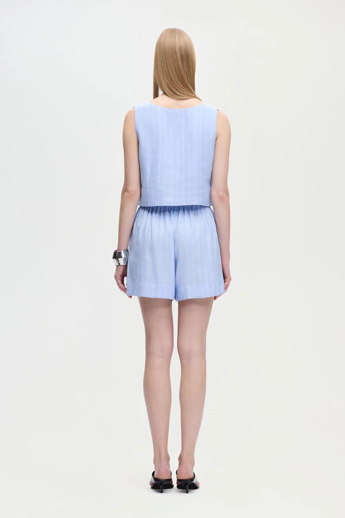 Striped Linen Blend Shorts