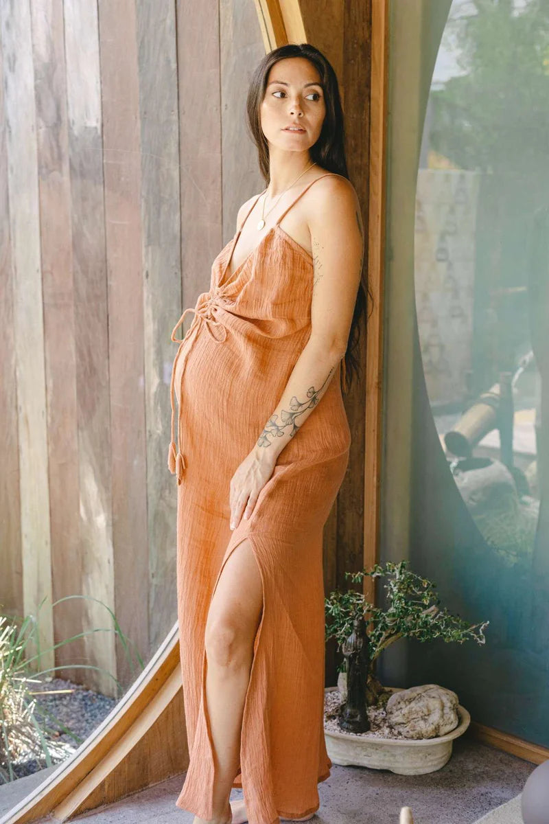 Dao Robe + Virgo Slip Set in Coral