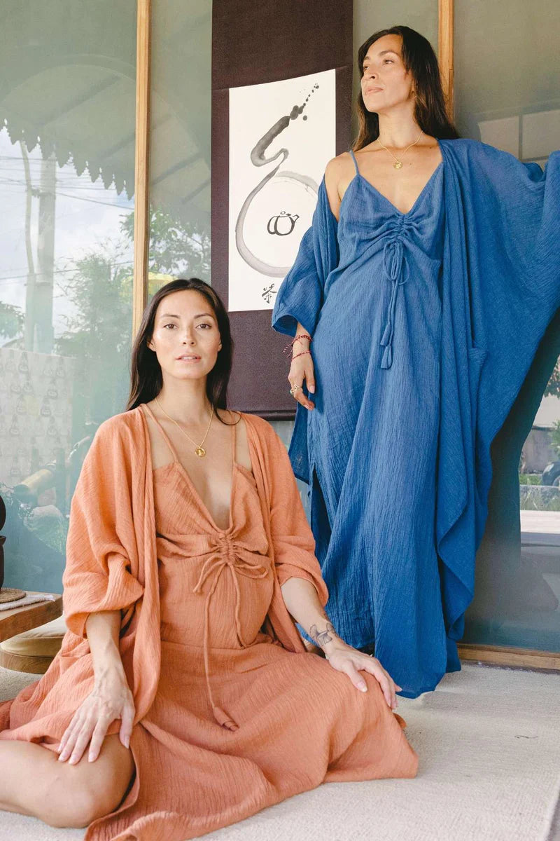 Dao Robe + Virgo Slip Set in Coral