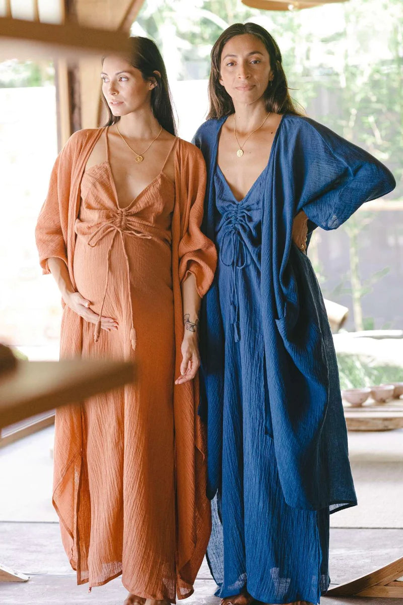 Dao Robe + Virgo Slip Set in Coral