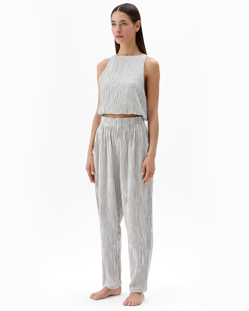 Stripe Linen Slouchy Pants