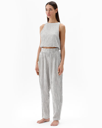 Stripe Linen Slouchy Pants