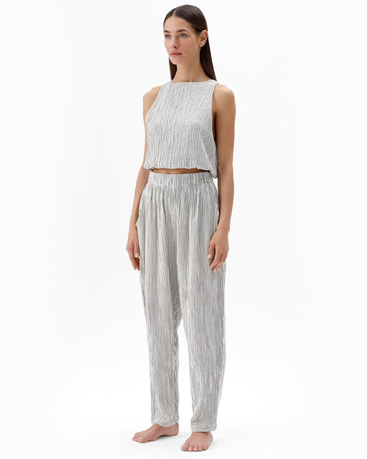 Stripe Linen Slouchy Pants