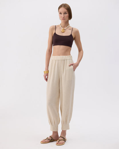 Natural Linen Slouchy Pants