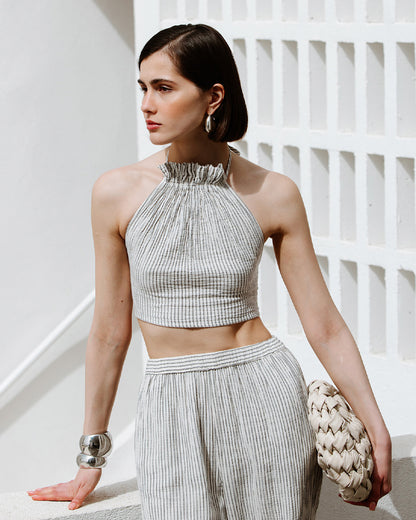 Striped Linen Crop Top