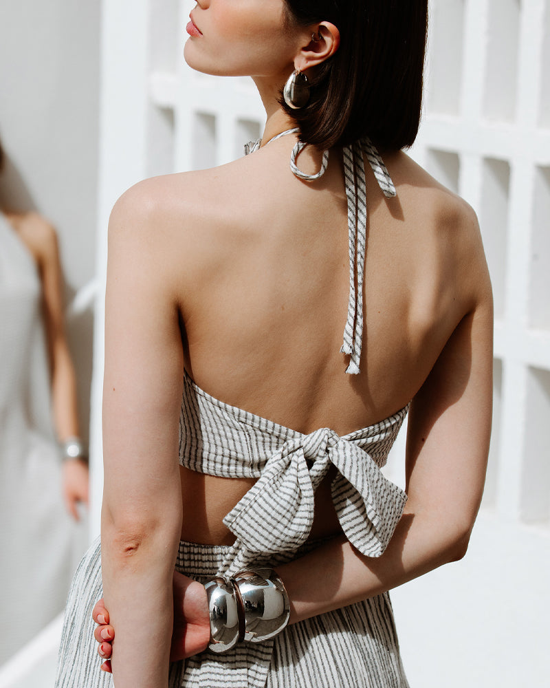 Striped Linen Crop Top