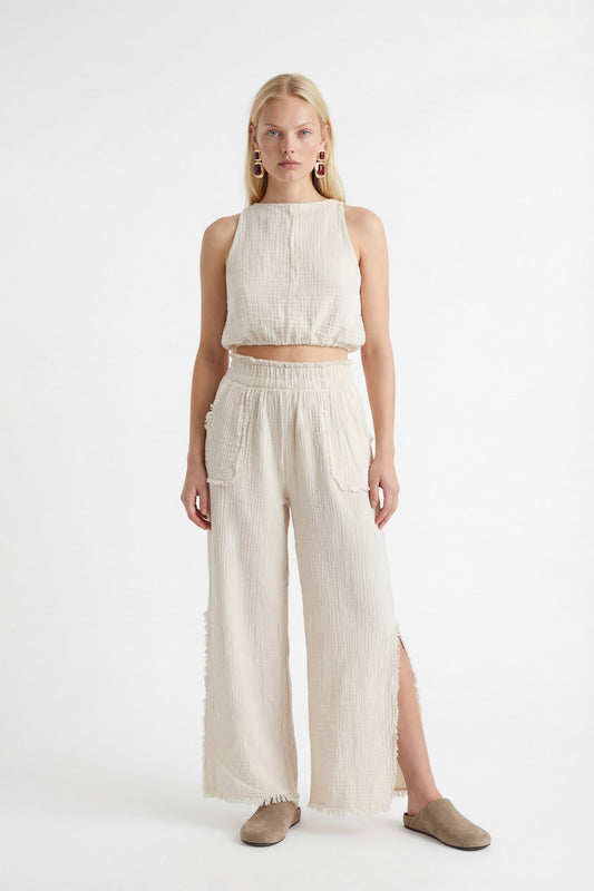 Crinkle Slit Pants