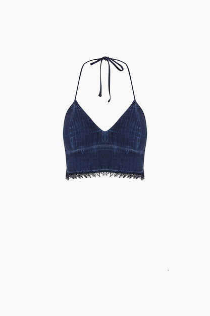 Linen Navy Traingle Bralette