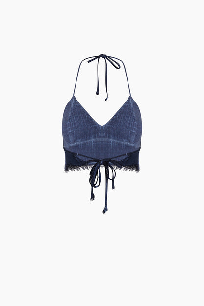 Linen Navy Traingle Bralette