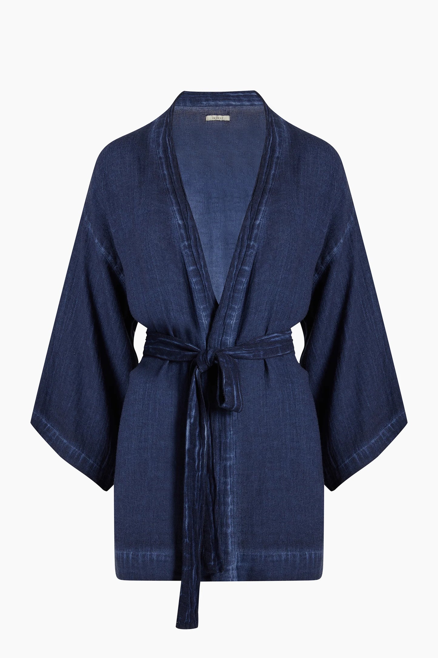 Linen Navy Short Kimono