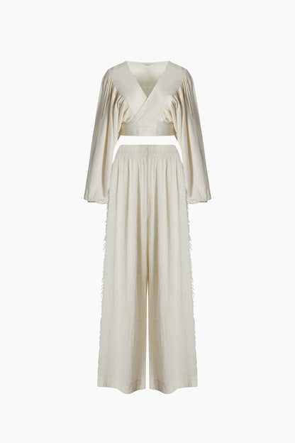 Crinkle Linen Pants Set