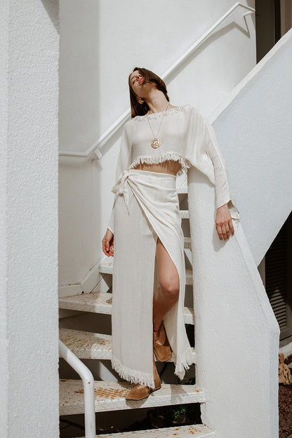 Crinkle Linen Skirt Set