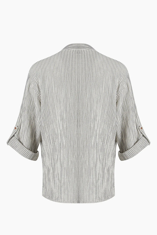 Unisex Crinkle Striped Linen Shirt