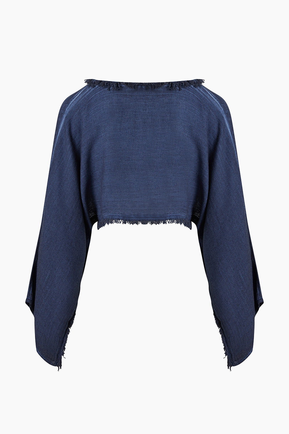 Linen Navy Crop Blouse