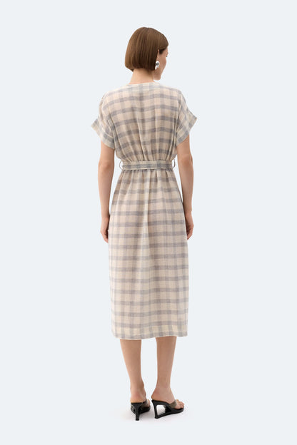 Gray Plaid Wrap Dress