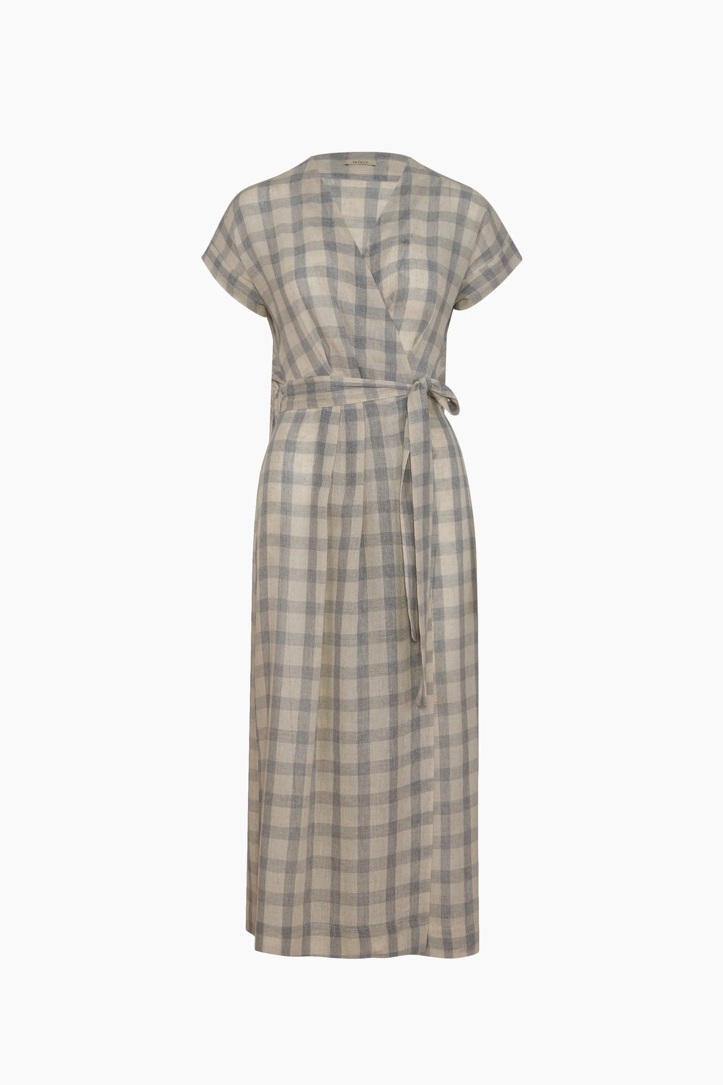 Gray Plaid Wrap Dress