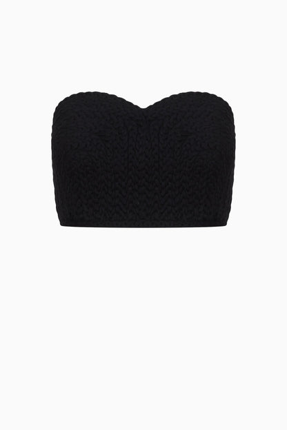 Black Linen Textured Top