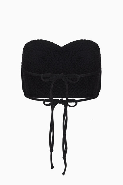 Black Linen Textured Top