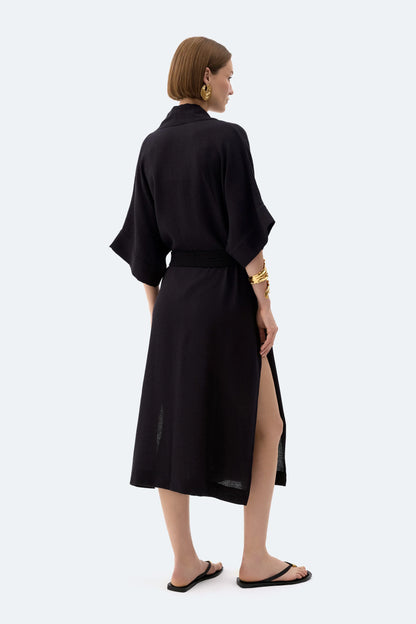 Black Linen Kimono