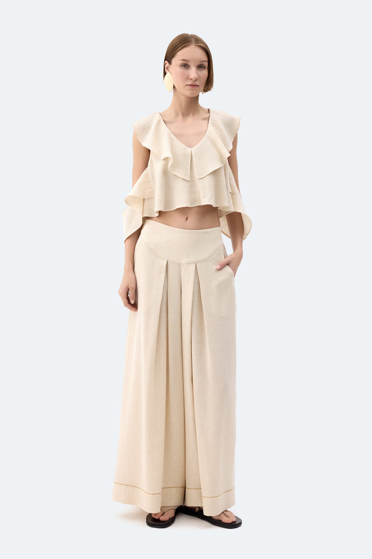 Natural Linen Palazzo Pants