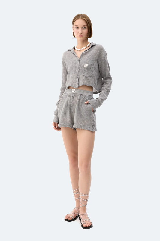 Gray Crinkle Shorts