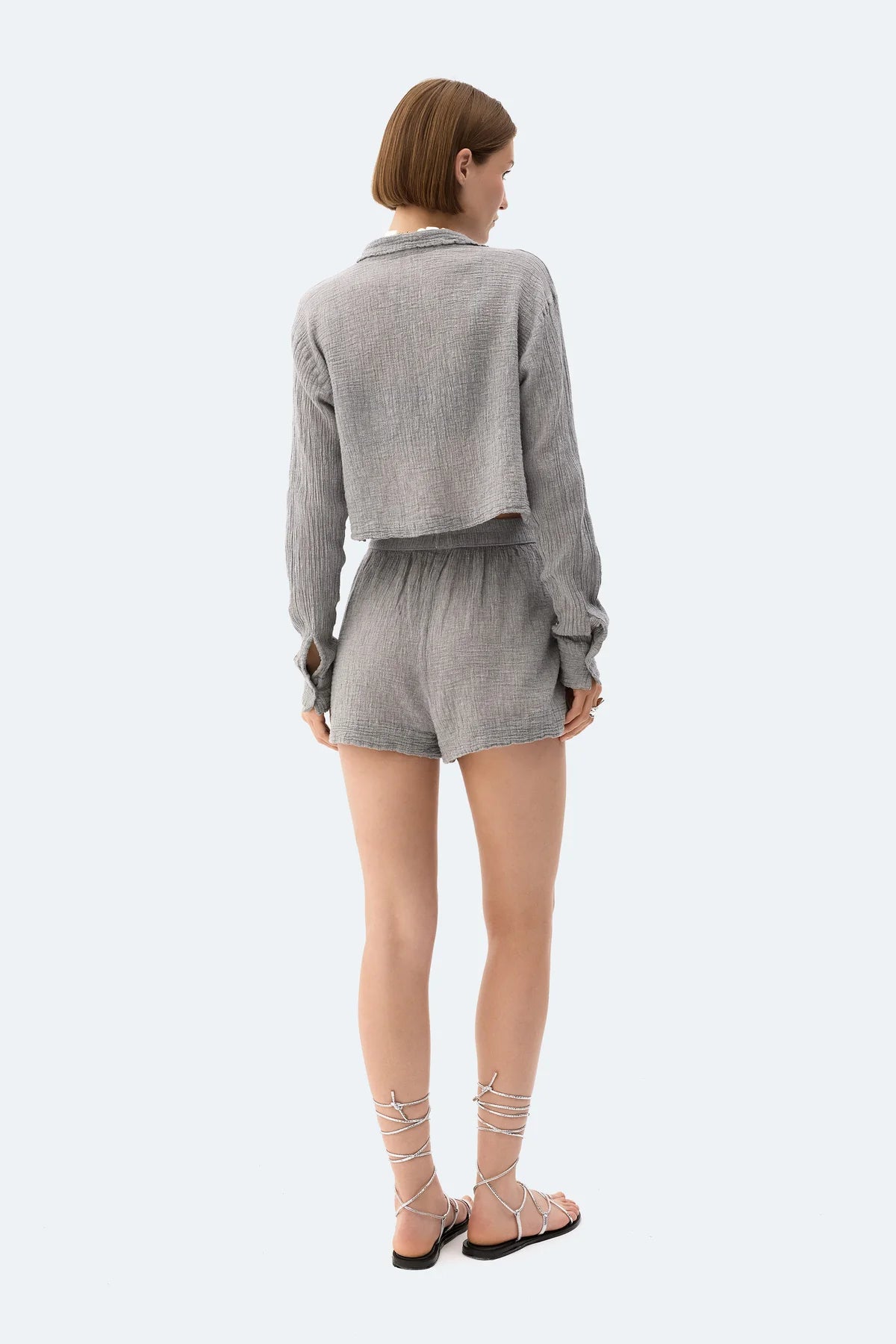 Gray Crinkle Shorts