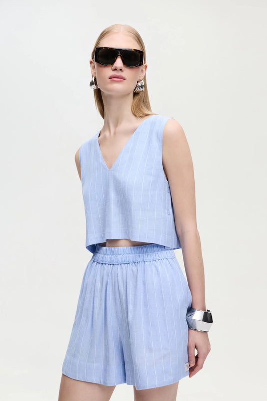 Striped Linen Blend Shorts