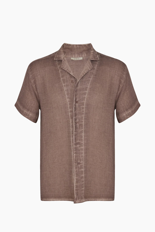 Men's Brown Camp Collar Shirt