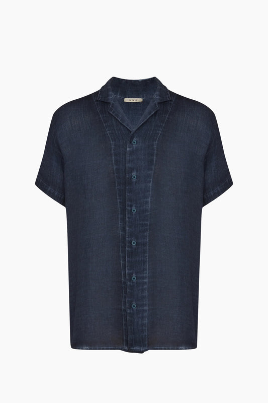 Men's Navy Camp Collar Shirt