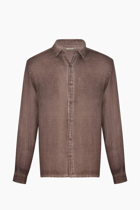 Men's Linen Brown Shirt