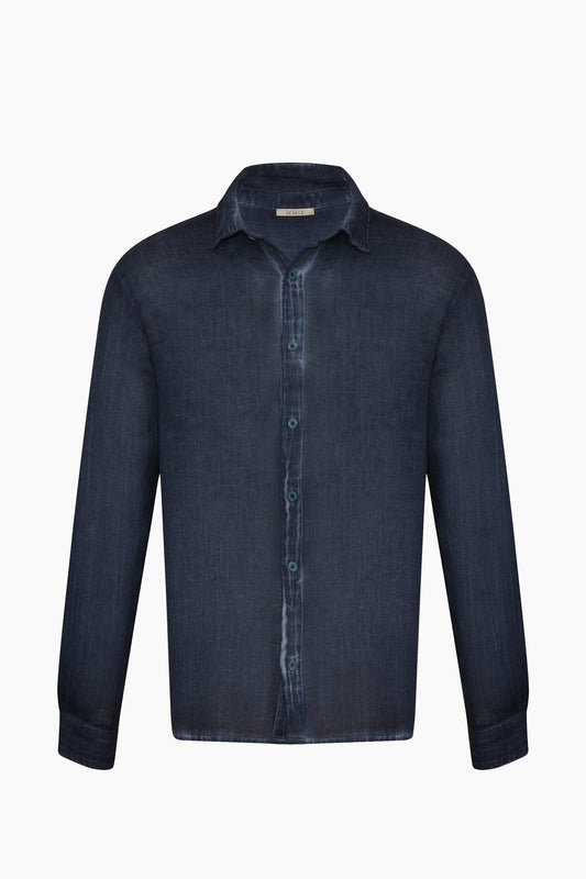 Men's Linen Navy Shirt