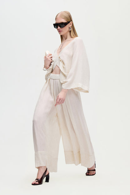 Natural Pleated Pants