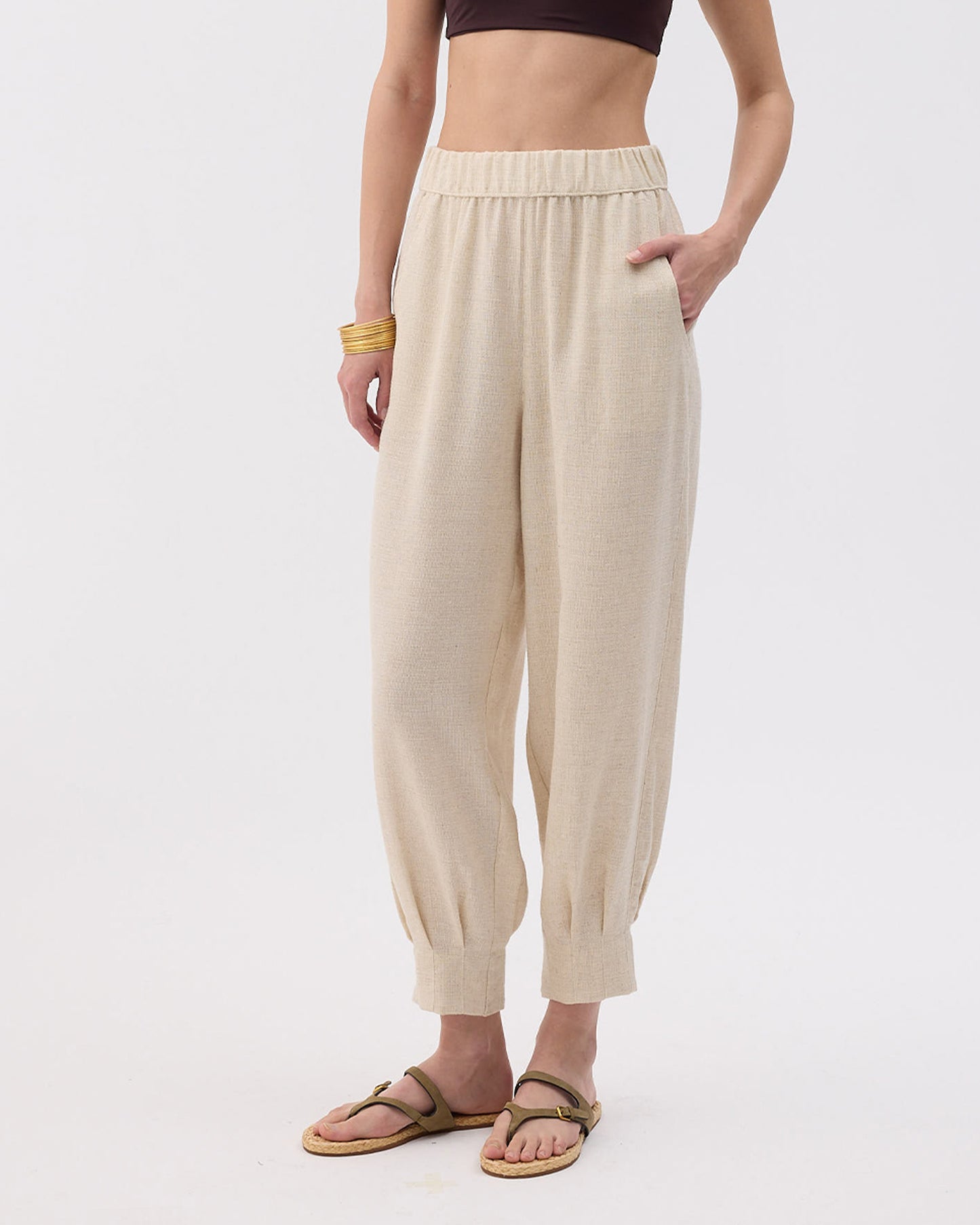 Natural Linen Slouchy Pants