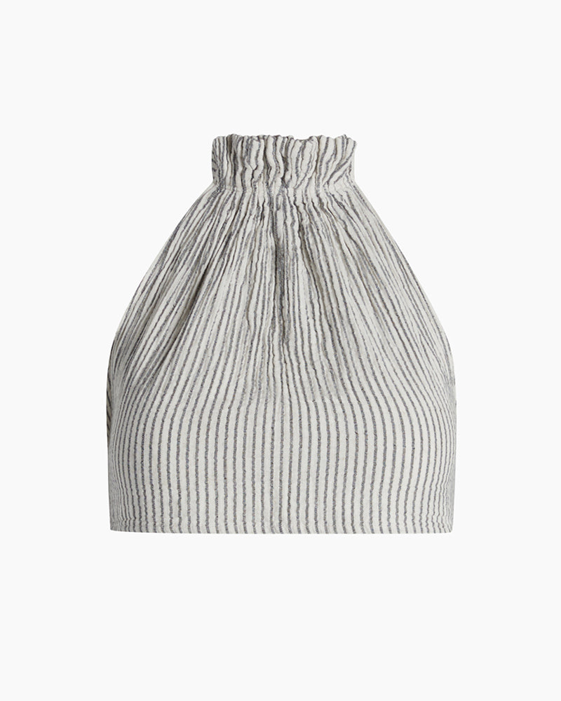 Striped Linen Crop Top