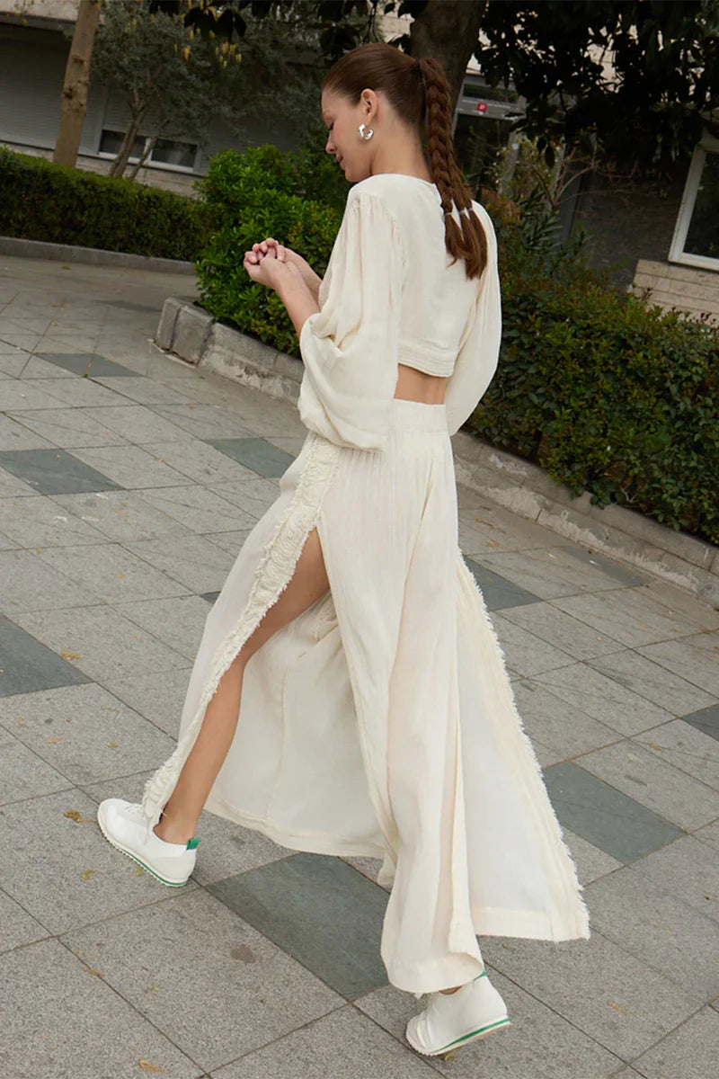 Crinkle Linen Pants Set