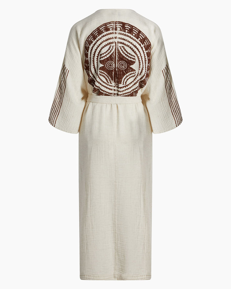 Crinkle Brown Printed Kimono