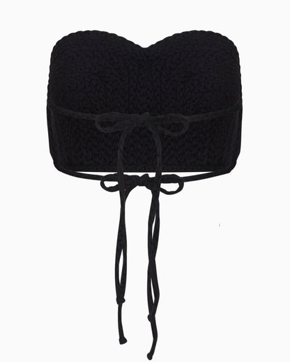 Black Linen Textured Top