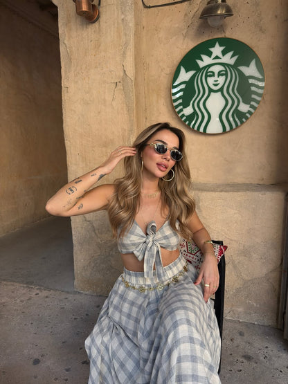 Grey Plaid Bra