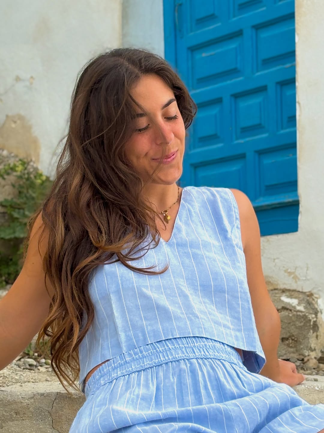 Striped Linen Blend Shorts