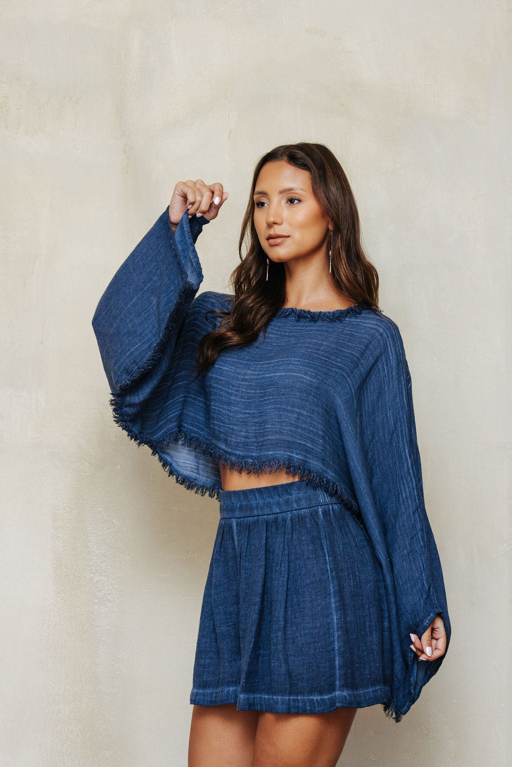 Haven Navy Crop Blouse