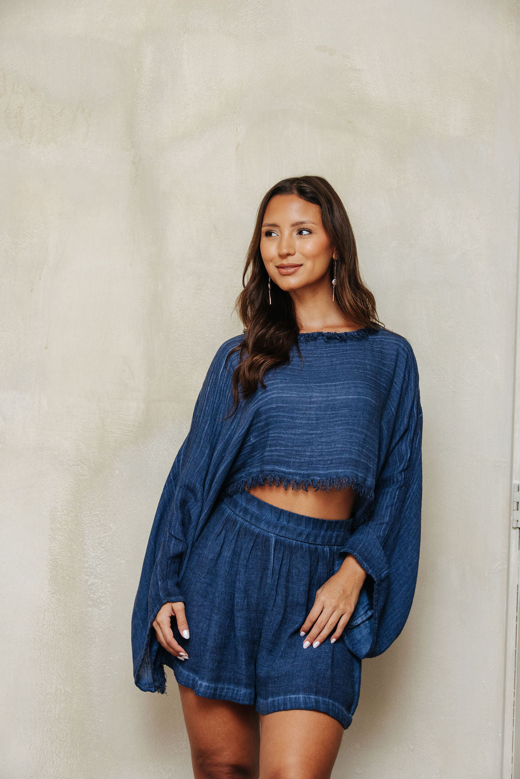 Haven Navy Crop Blouse
