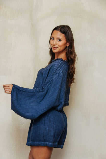 Haven Navy Crop Blouse