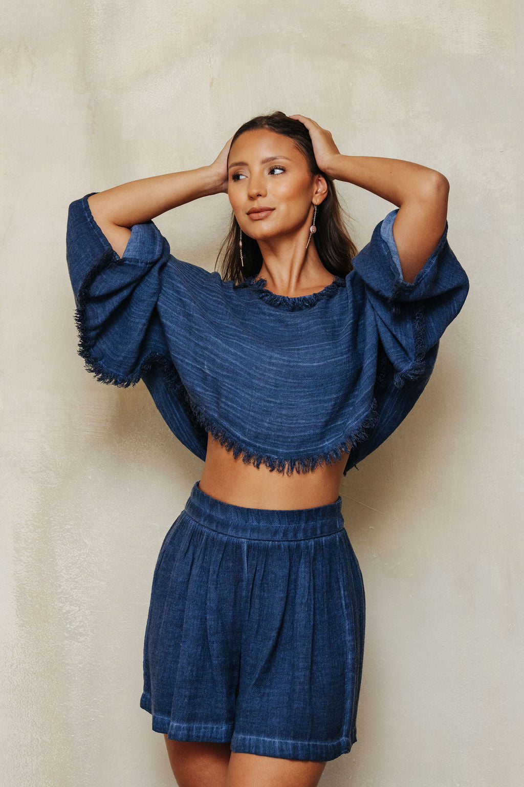 Haven Navy Crop Blouse