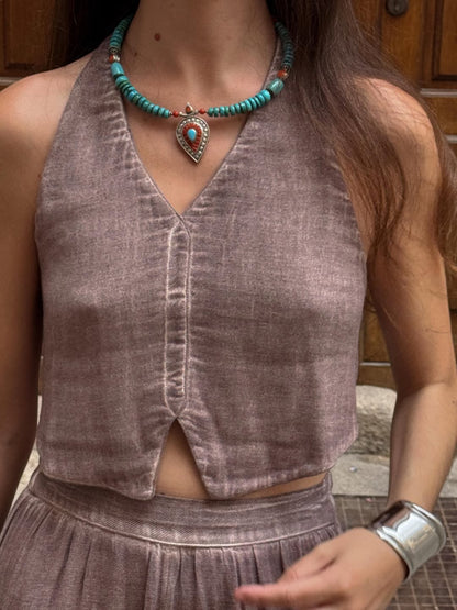 Linen Brown Waistcoat
