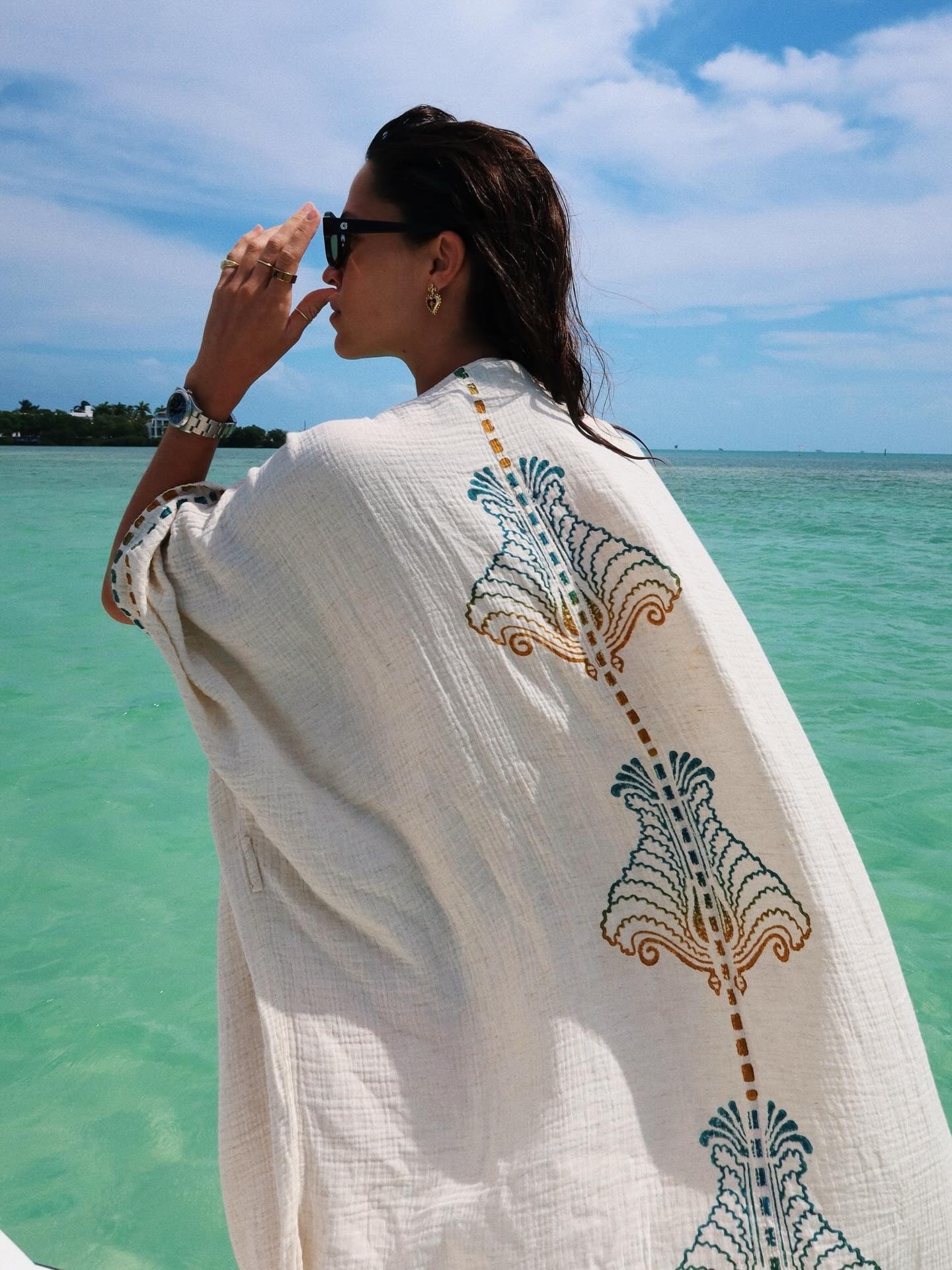 Crinkle Blue Yellow Kimono