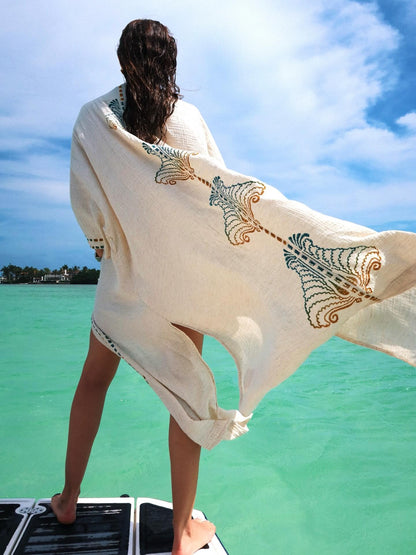 Crinkle Blue Yellow Kimono